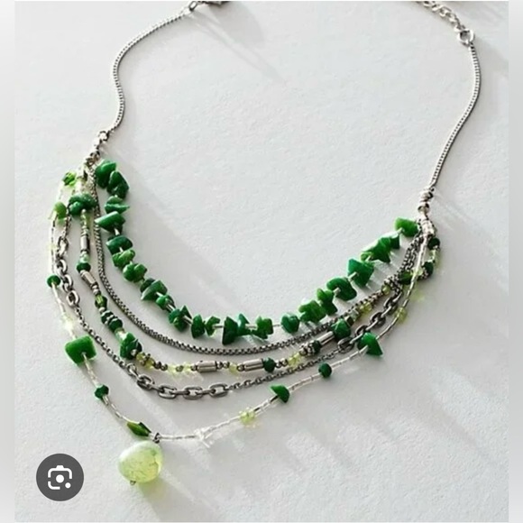 Free People Jewelry - Free People Aurelia Layered Necklace in Jade Green NWT